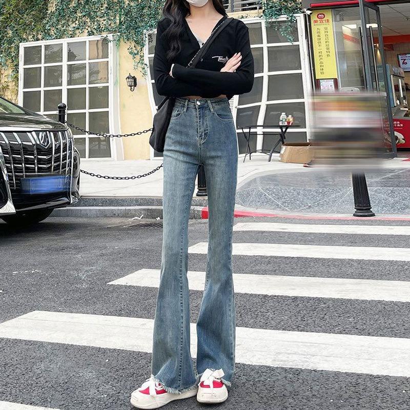 High-waisted Pants Slim Stretch Flared Retro Floor Pants