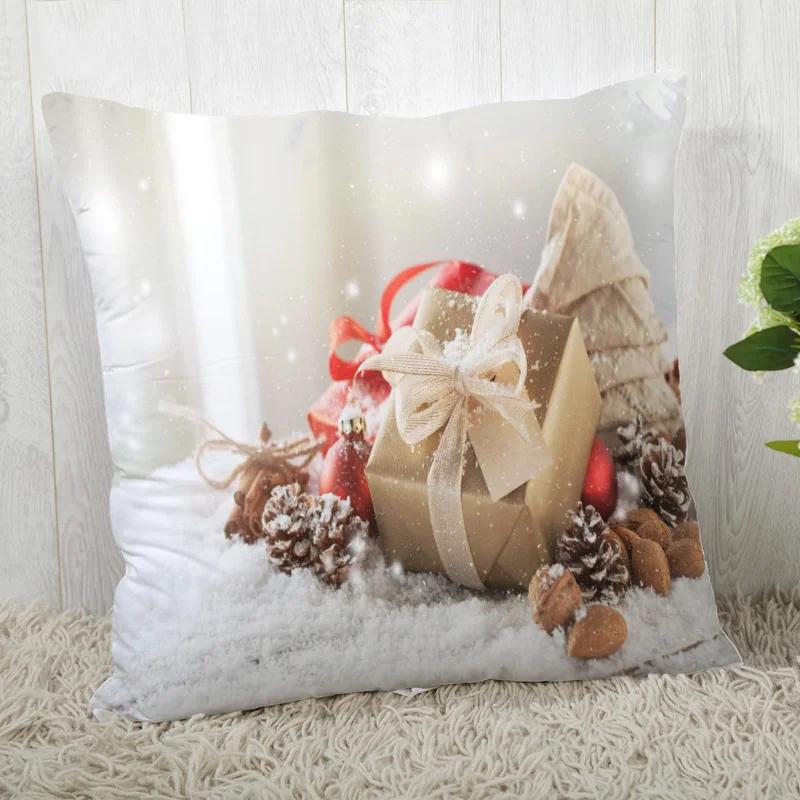 Custom Decorative Pillowcase Christmas Square Zippered Pillow Cover 35X35,40x40,45x45cm(One Side)