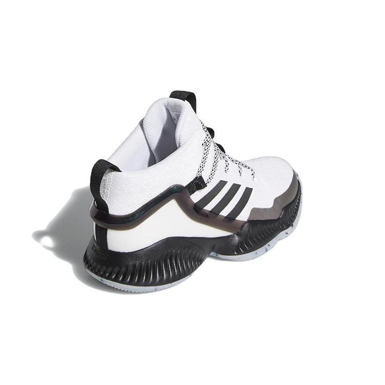 adidas Lockdown J Fabric Slip Resistant Abrasion Resistant Mid Top Children's Basketball Shoes White Black Unisex GZ3084