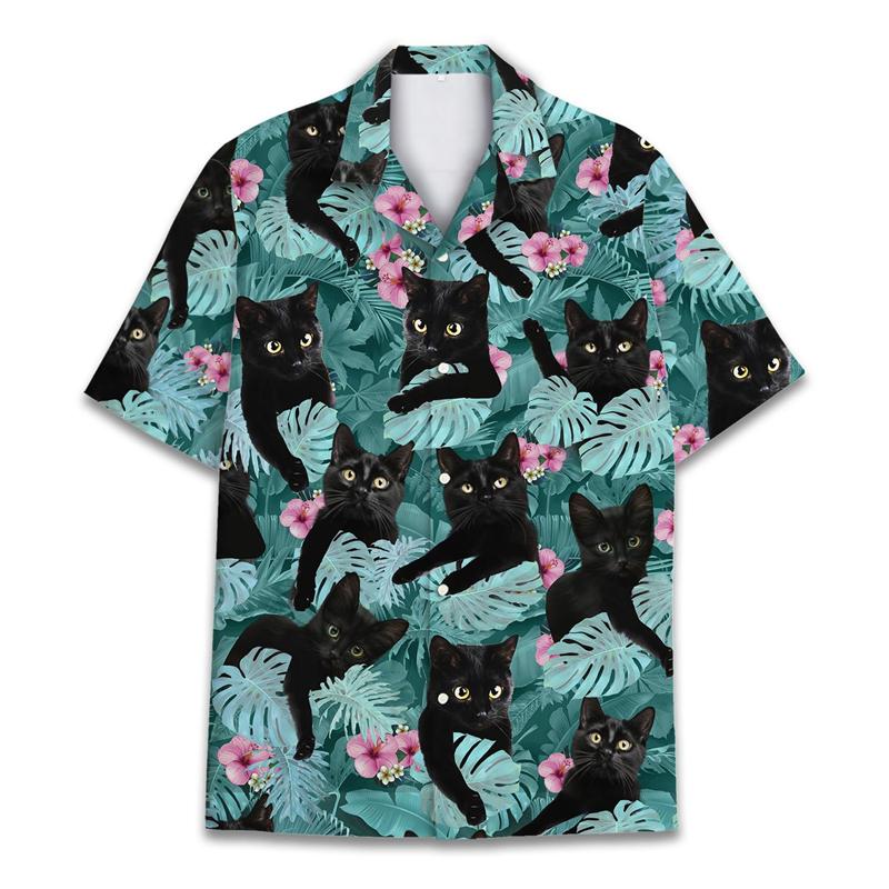 Magliette Divertenti con Stampa 3D di Procione da Uomo Camicetta Casual Hawaiana a Maniche Corte con Collo a Revers Camicia a Maniche Corte Estiva da Donna per le Vacanze
