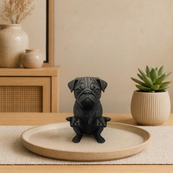 3D Printed French Bulldog Figurine Modern Matte Black Dog Statue Animal Desktop Decoration