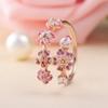 Anello S925 in Argento Smalto Rosa Fiore di Pesco Cristallo per Donne Semplice Raffinato Gioiello per Matrimonio Festa