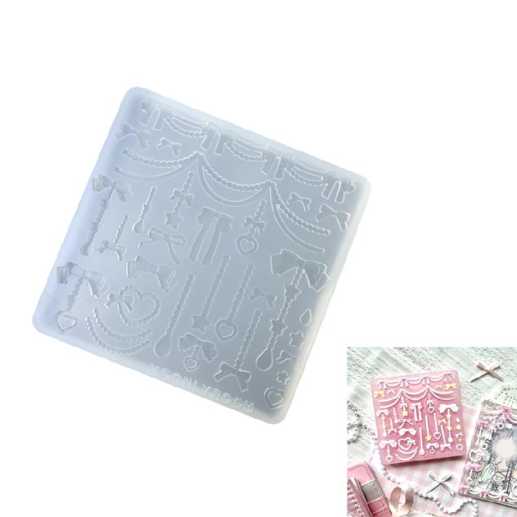 Flexible Silicone Pendant Mould Epoxy Bowknot and Bead Chain Accessories Mold Handmade Jewelry Projects Making Mold