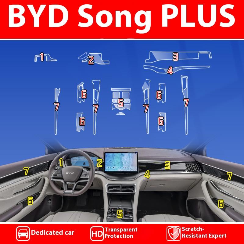Für BYD Song Plus / DM-i / EV Innenraum-Schutzfolien-Kit, Mittelkonsole Armaturenbrett Touchscreen Kratzfest Aufkleber Abdeckung