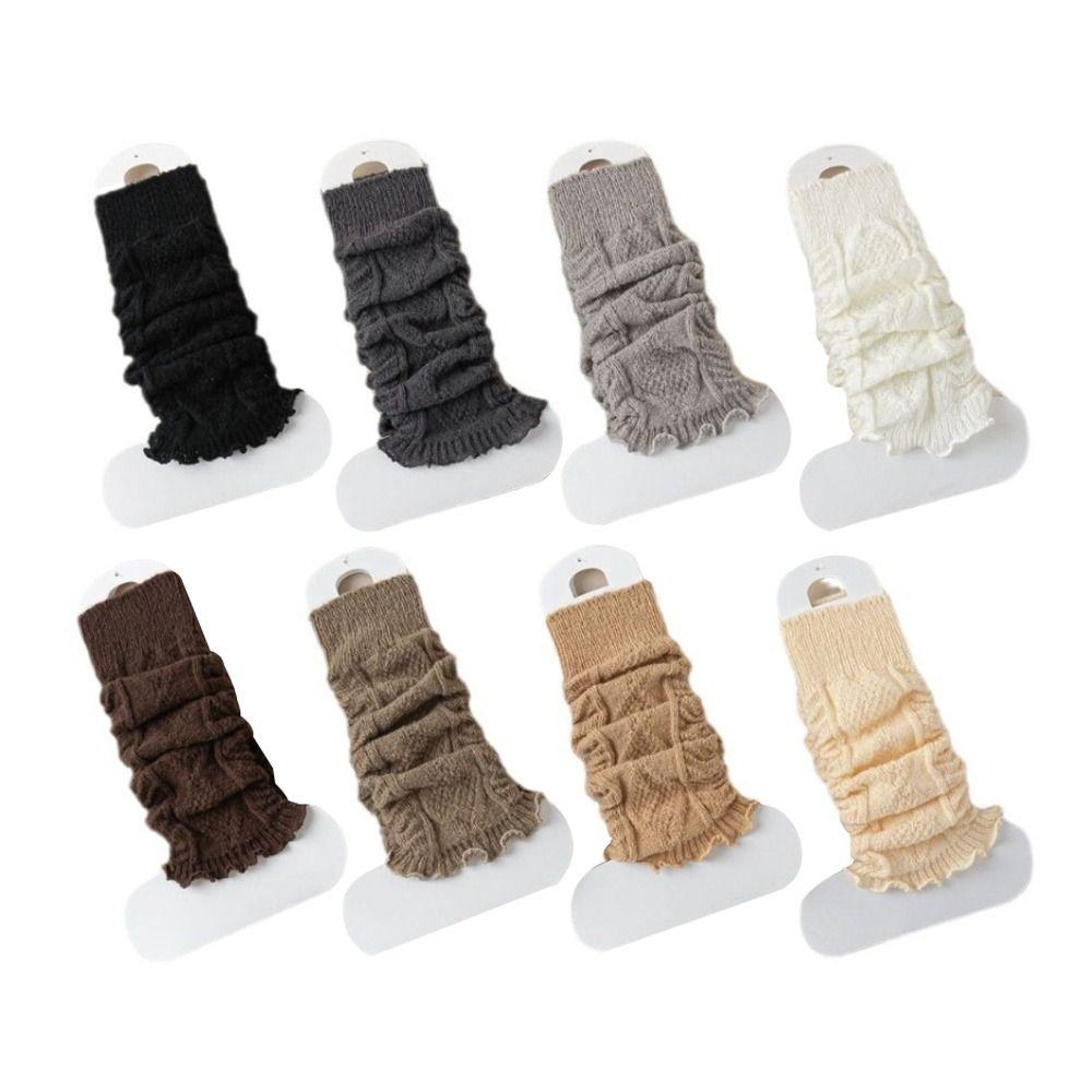 Knitting Lolitas Knitted Socks Cute Sweet Long Stockings Solid Color Leg Warmers  Women Girls