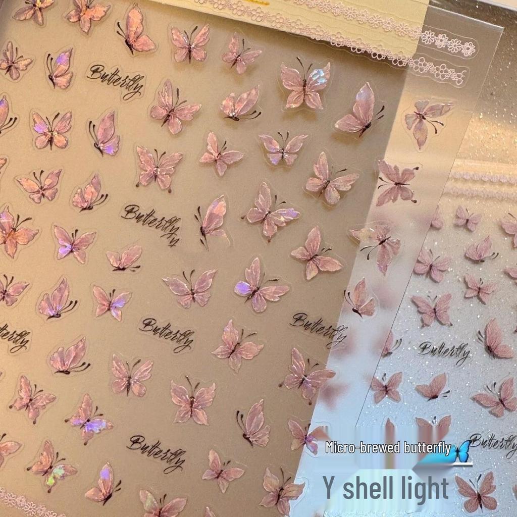 Iridescent Taro Purple Butterfly Nail Art Stickers