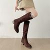 Retro But Knee Thick Heel Boots Women's 2025 New Spring and Autumn Explosion Heightening Knight Boots Slimming Knight Boots