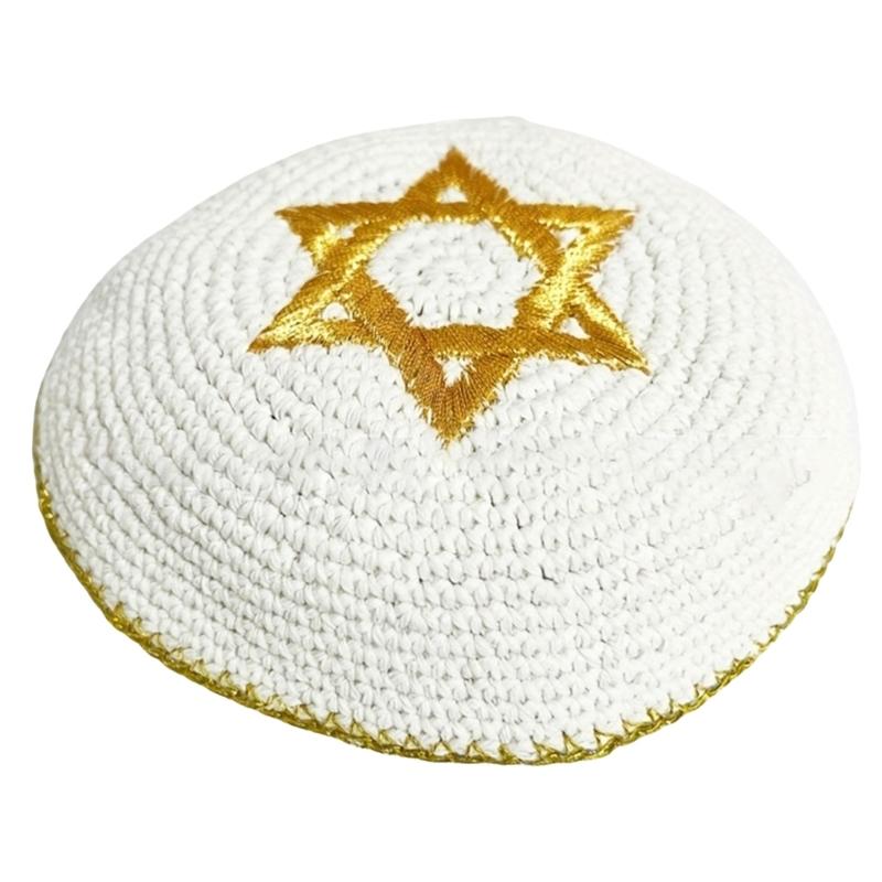 

Ethnic Styles Round Hats Gold Star Pattern Fashion Hats Unique Handmade Hats for Fashion Enthusiasts and Festival Wear