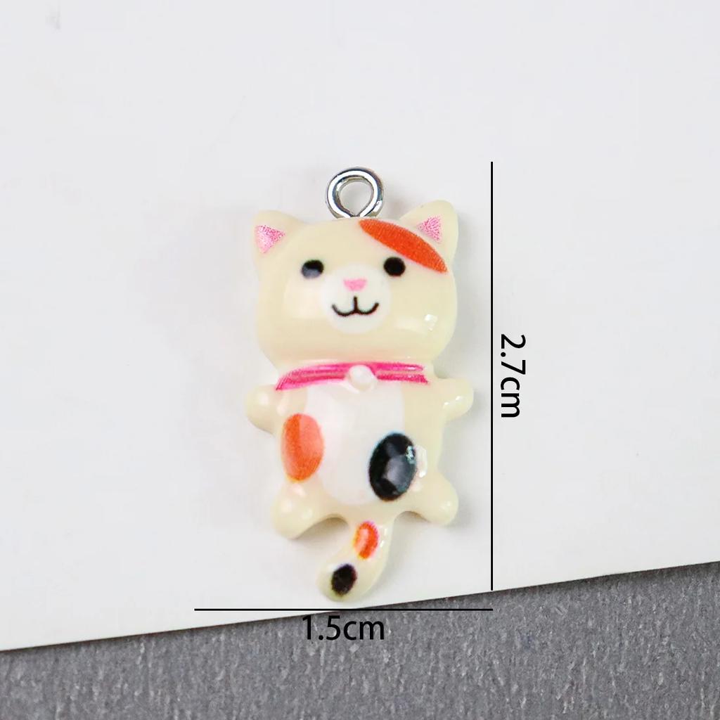 DW08 20 Stück 15x28mm Tollpatschig Entzückende Persönlichkeit Cartoon Niedliches Katzen-Design 3D Harz Tieranhänger DIY Armband Handgemachter Schmuck