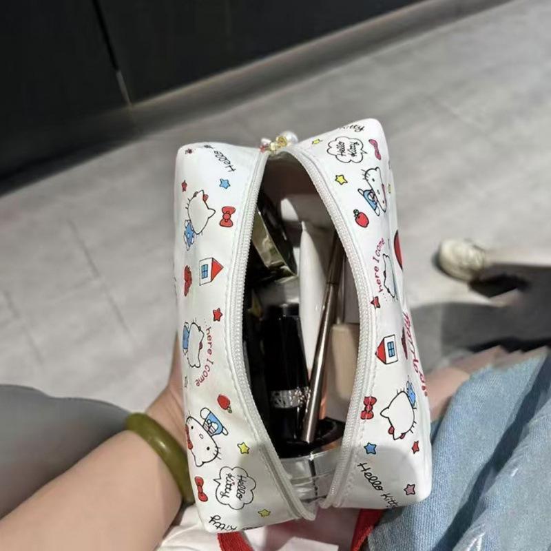 Hello Kitty Large Capacity Portable Makeup Bag - Cute Sanrio Cartoon Travel Storage