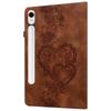Leather Case For Samsung Galaxy Tab S10 Lite/S10 FE/S9 FE/S9 Heart Imprint Foldable Stand Card Slot Stylus Holder Tablet Cover
