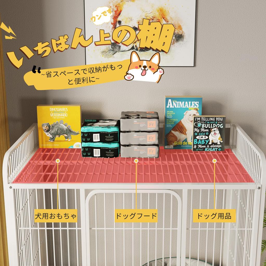 Areden Dog Cage with Roof (Pet Circle) Foldable, Escape Prevention, Indoor and Outdoor Use, Rust Prevention, Multifunctional, Tray Included