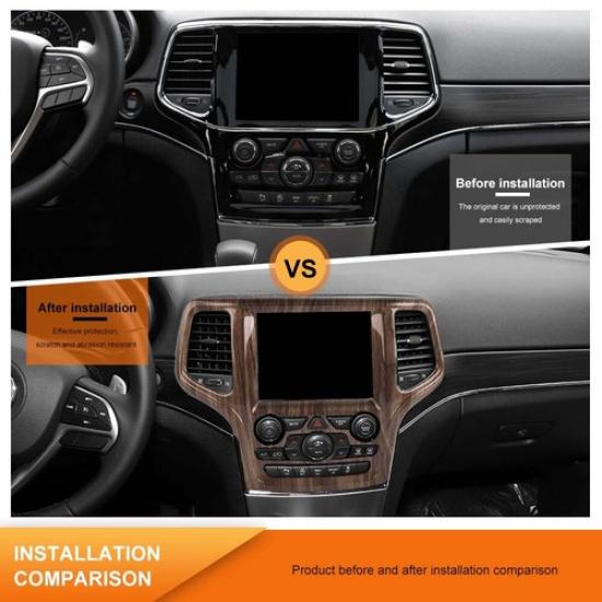 Wood Grain GPS Navigation Radio Panel Cover Trim For Jeep Grand Cherokee 2014-18