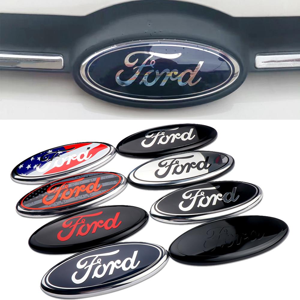AAAMR1 Car Front Hood Emblem Sticker Bonnet Trunk Stickers For Ford Fiesta Mondeo Fusion Shelby Edge Mustang Focus Ranger MK2 MK3