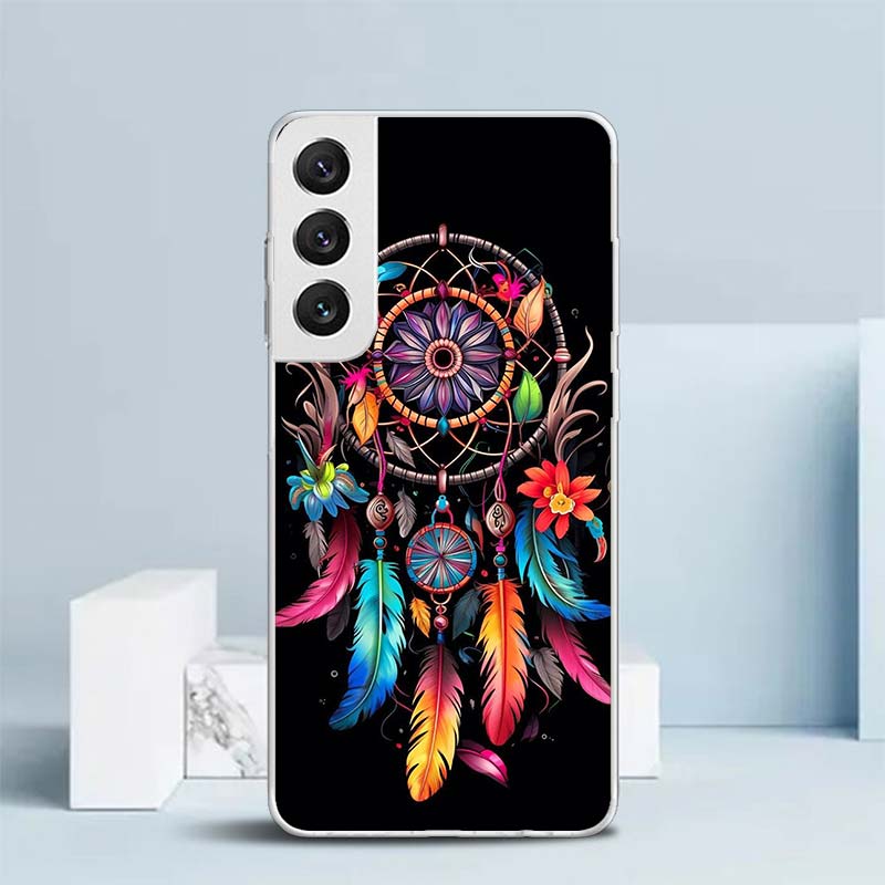 Retro Feather Dreamcatcher Soft Cover for Samsung Galaxy S25 Edge S26 S24 S23 Ultra Phone Case S22 S21 Plus S20 FE Print Pattern