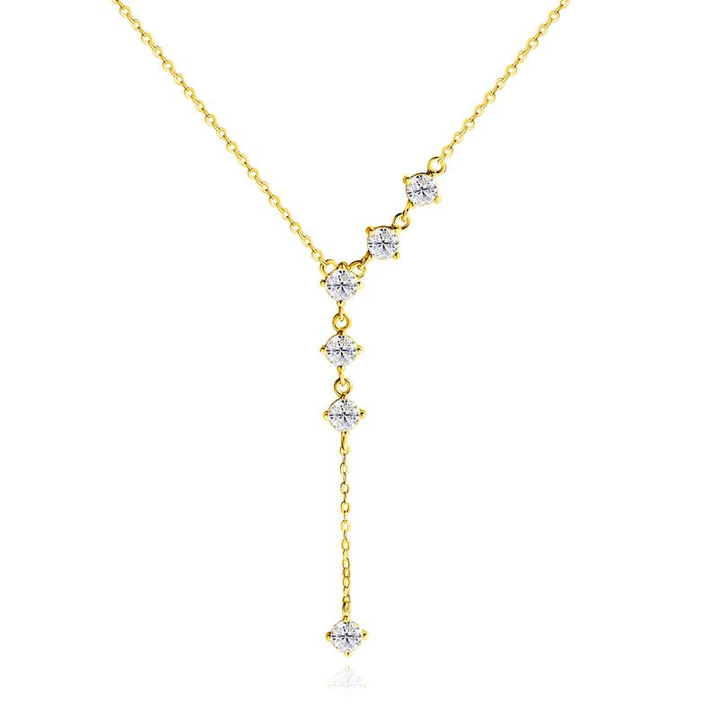 Smyoue 4mm Tassel Necklace Moissanite Pendant Round Cut Sparkling Neck Chain Girls Christmas Gift 925  Silver Plated 18K 40 and 5cm