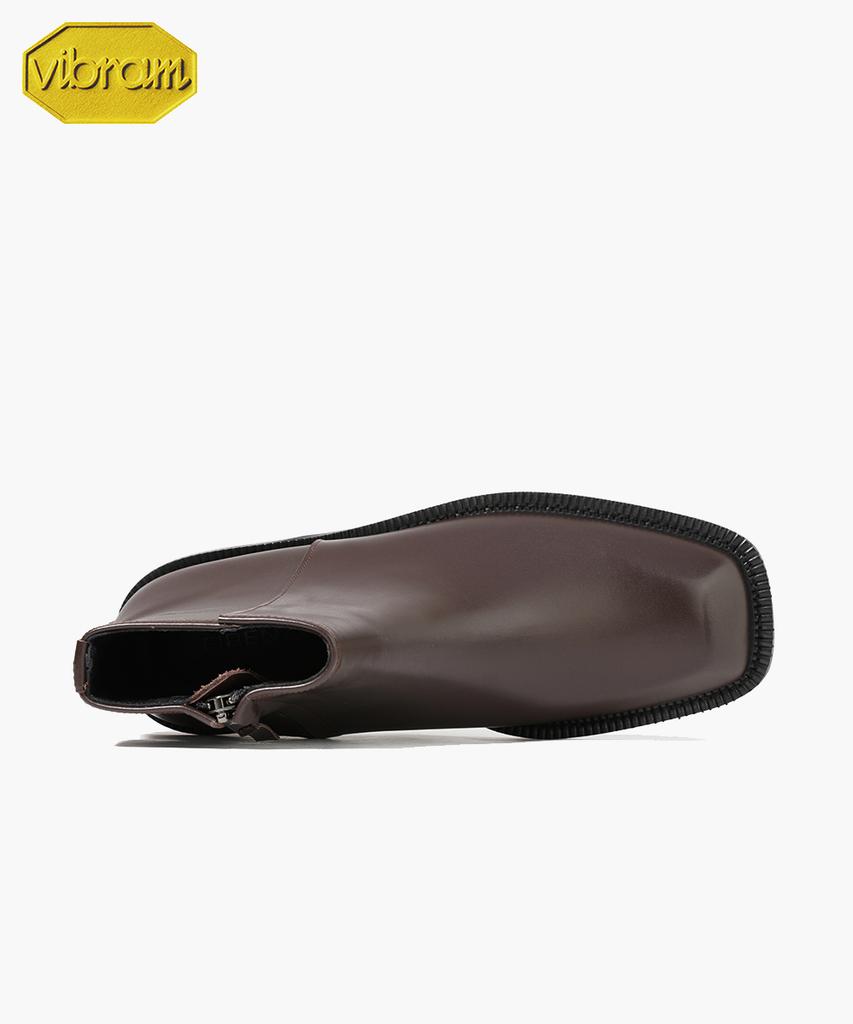Firenze Atelier [Vibram] Volume Square Toe Standard Rubber Sole Zipper Boots 9420-Z [Brown Fg]