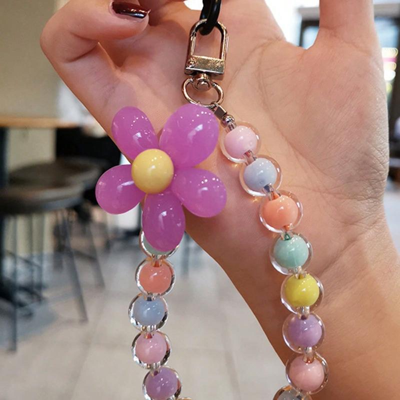 Multicolor Beaded Lanyard Handmade Flower Bead Phone Strap Bracelet Bag Pendant Keychain Inspired Summer Floral Bridesmaid Gifts Phone Charm