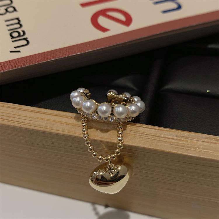 Süße & Würzig Quaste Herz Perle Nicht-Piercing Ohrklemme, Damen Elegante S925 Silber Ohrringe, Modeschmuck.