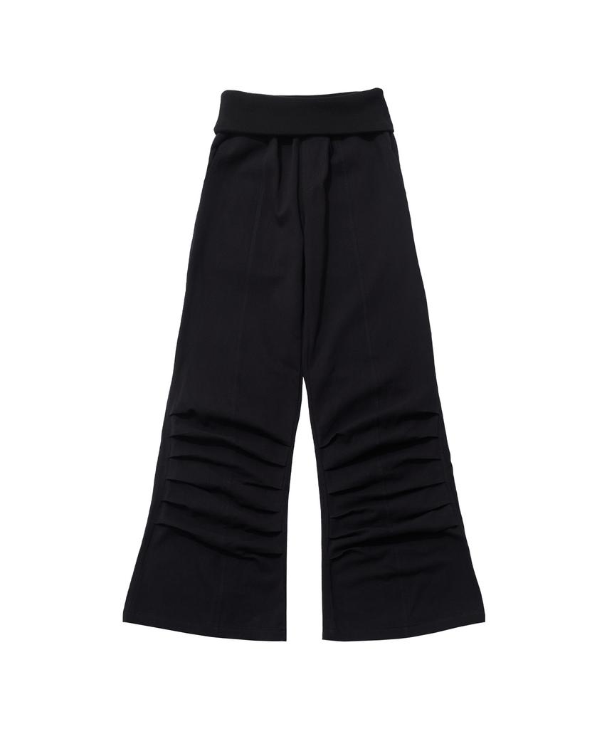 ITZAVIBE Folding Shirring Pants - Black