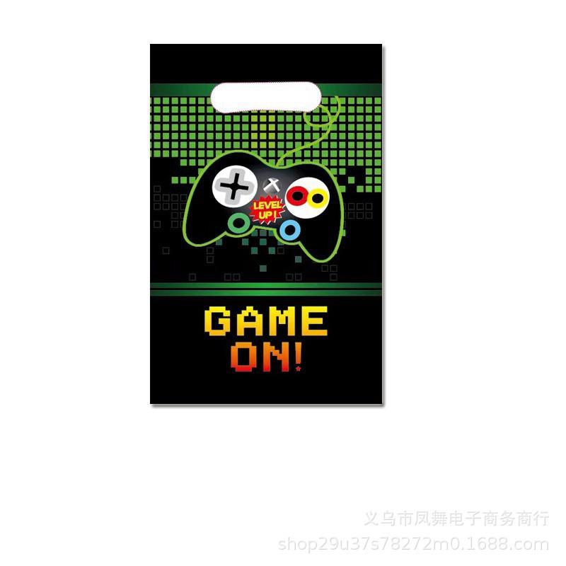 Green Gamepad Theme Game Style Birthday Party Supplies Disposable Paper Plate Tablecloth Tableware Arrangement