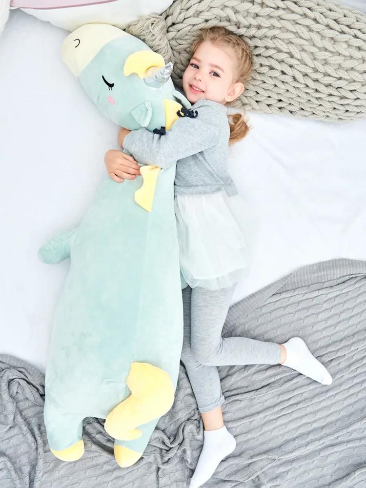 Non-Toxic Hug Pillow Pink Unicorn Plush Toy Giant Stuffed Animal Soft Long Pillow Sleepig Unicorn Blue Appease Doll For Kids Children Gifts