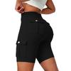 Damen Yoga-Shorts mit Taschen - Atmungsaktive Knopfleiste Hoher Bund Trainingshose