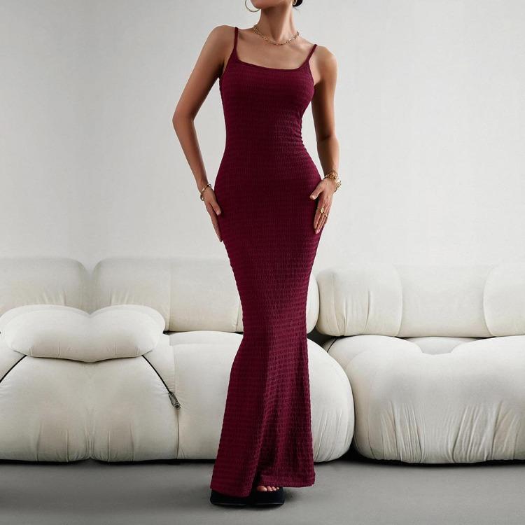 Knitted Dress Halter Neck Solid Color Wrapped Hip Sexy Slim Fit Women's Autumn Winter