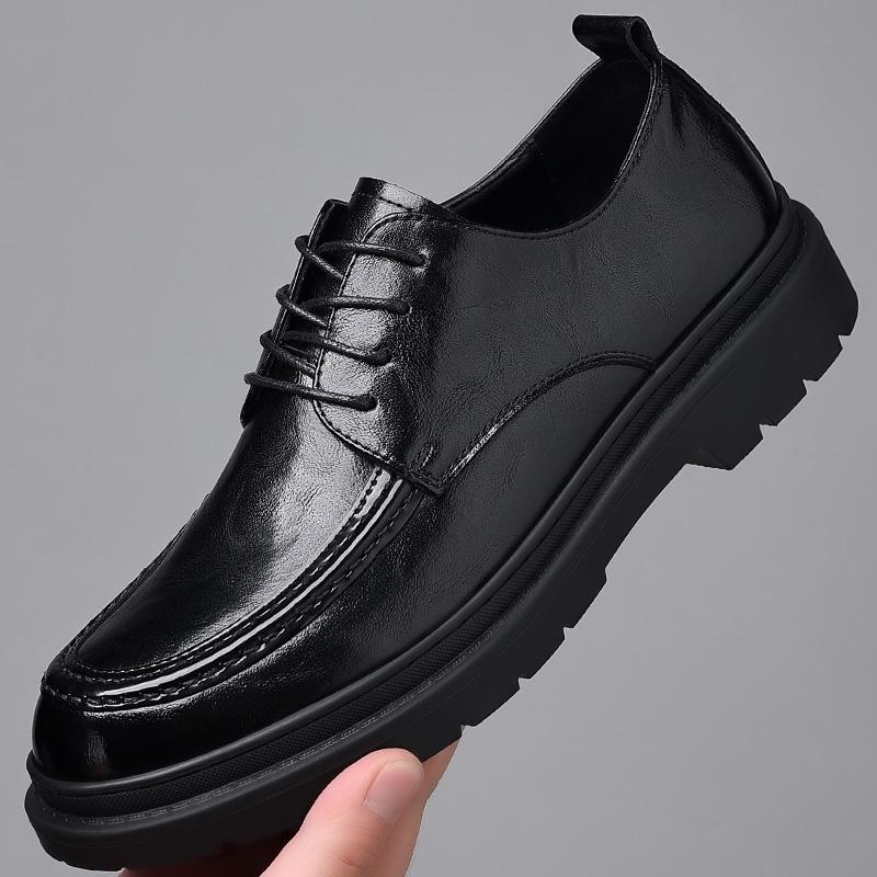 Fashion Men Oxfords Shoes Lace Up Busienss Genuine Leather Dress Shoes Outdoor Mens Casual Shoes fashionWork Shoes Men Flats