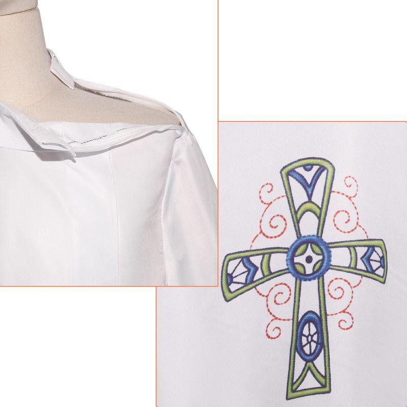 White Priest Costume Cosplay Dress Medieval Blue Cross Robe Stage Performance Cosplay Outfit