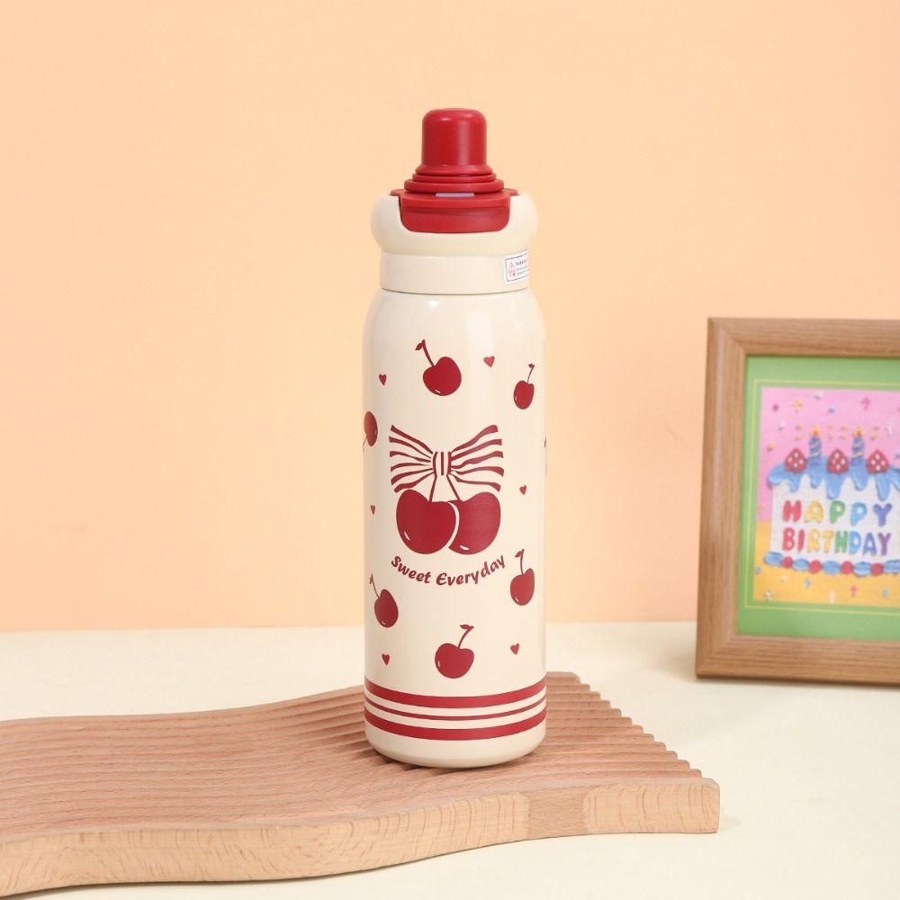 Leak Proof 600ml Insulated Bottle Small Mouth Coffee Thermos Mug Cartoon Vacuum cup  New Year Gift
