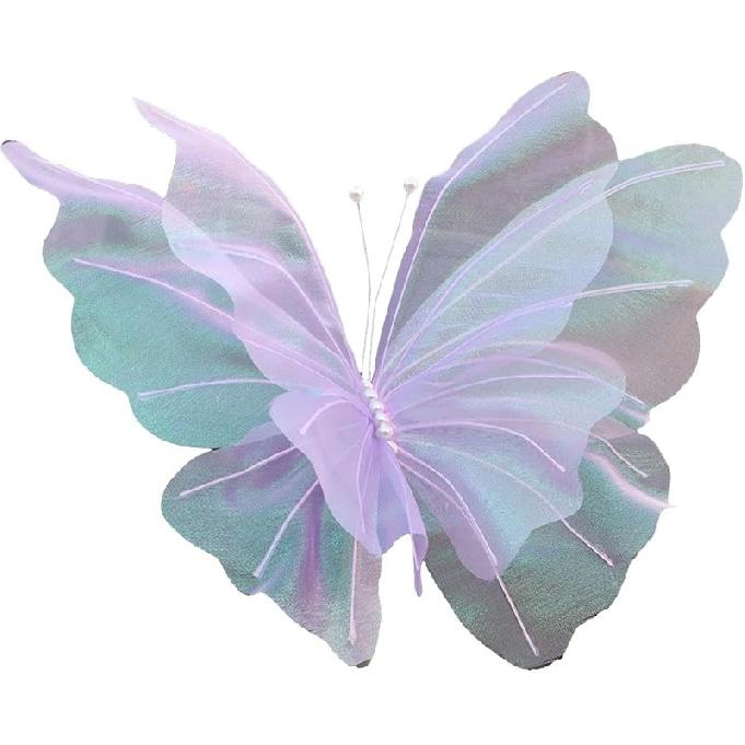 Silk Yarn Artificial Butterfly Giant Gauze Fake Butterfly Mesh Photography Props Mariage Decor for Wedding,Outdoor,Bedroom, White