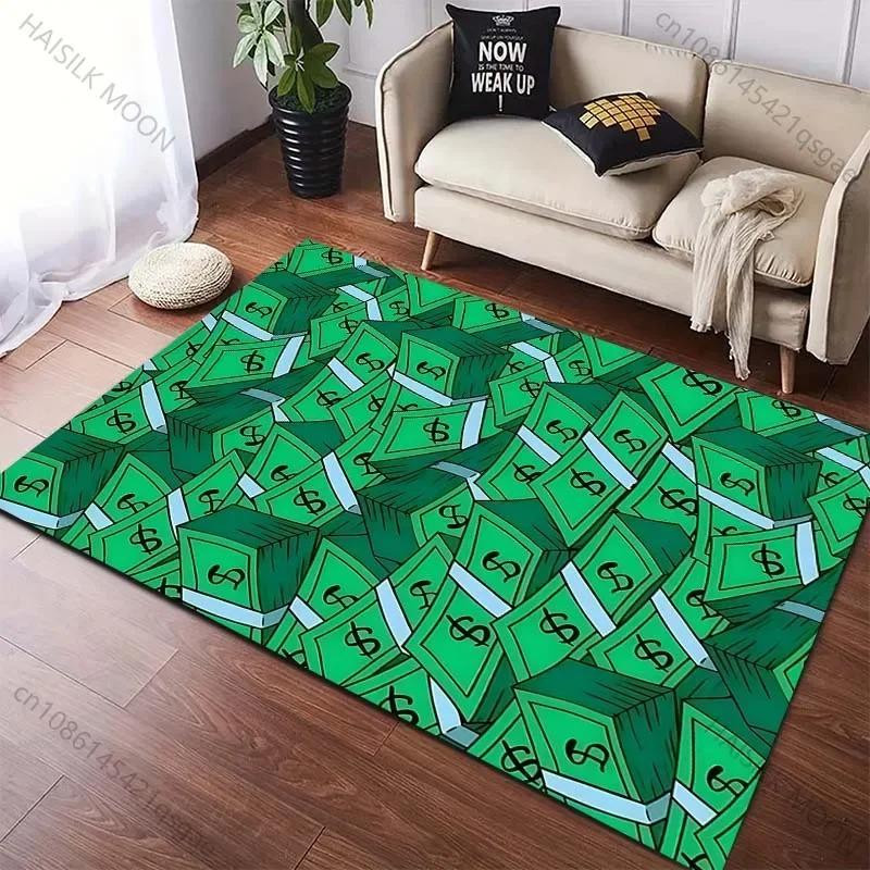 Dollar Bill Pattern Carpet Mat Rug Home Decoration Cartoon Money Print Teen Room Living Room Floor Mat Rugs for Bedroom