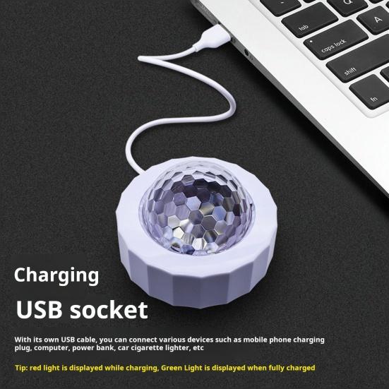 

Yousheng Регулируемый автомобильный диско-шар, супер яркий, USB-перезаряжаемый, мини-размер, портативный, активируемый звуком, многоцветный автомобильный диско-светильник чёрный