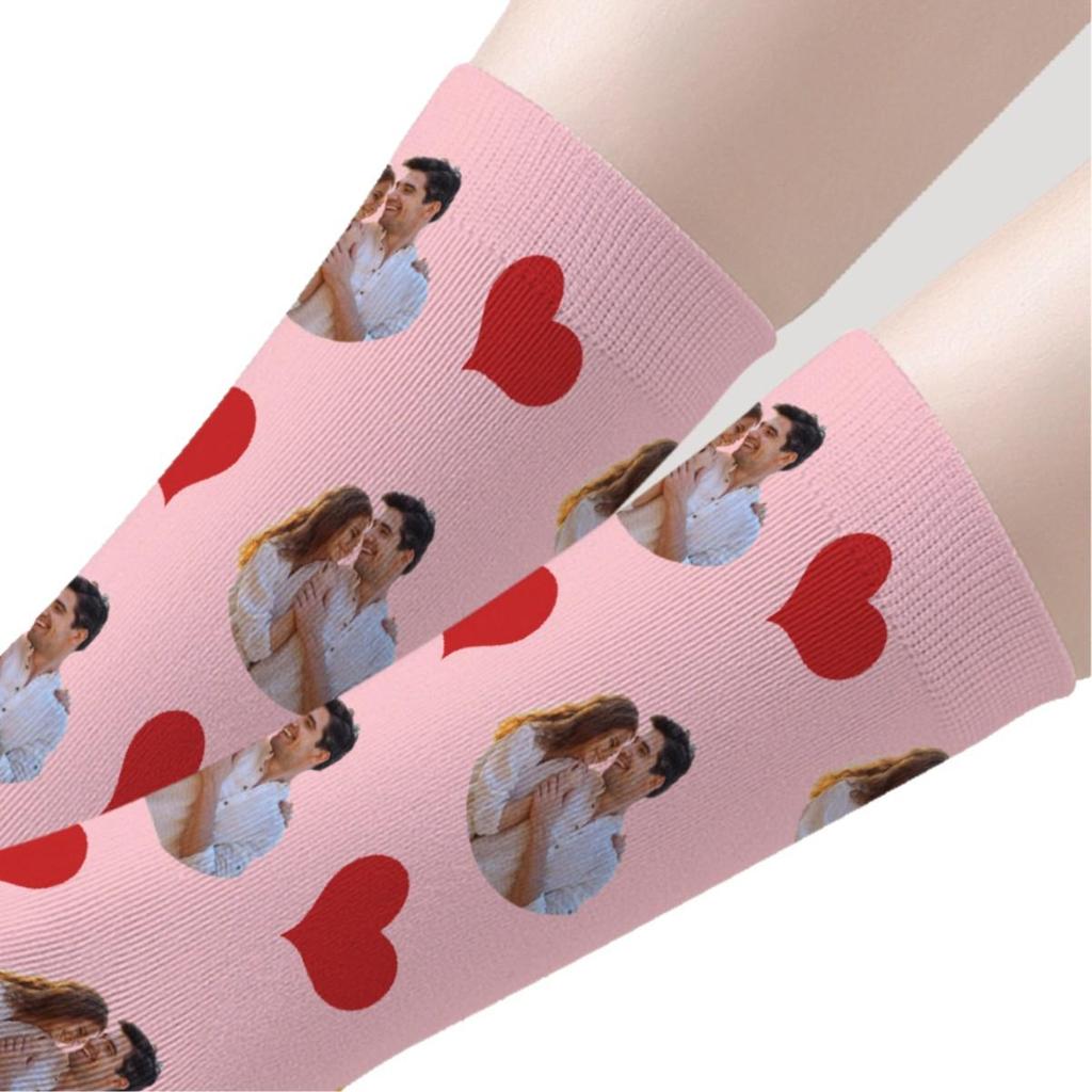 3D Custom Face Christmas Socks - Polyester, Full 360° Print, Ideal Holiday Gift