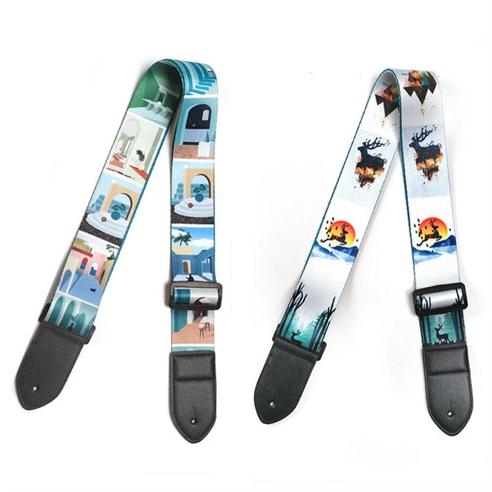 Extra Wide Electric Guitar Belt Color Print Guitar Shoulder Strap Guitar Strap  Folk Guitar