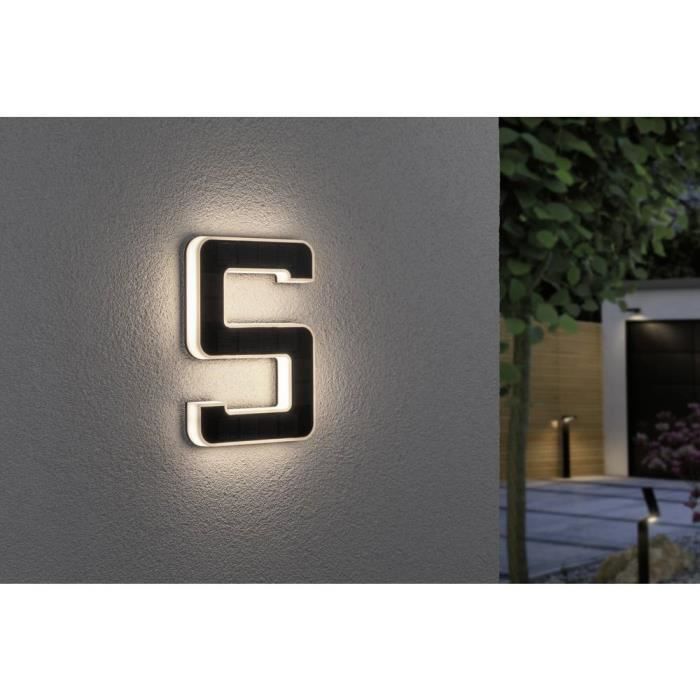 Eclairage solaire pour numéro de maison - paulmann - 79846 - led intégrée - noir - contemporain