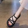 Fashion Flat Sandals Women 2025 New Summer Soft Sole Casual Roman Sandales Femmes Black White Cross Band Women's Shoes Sandalias Mujer