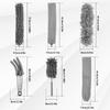 Long Handle Microfiber Duster Extendable Feather Duster Cleaning Kit with 30'' to 100'' Pole Reusable Bendable Washable