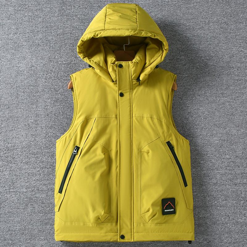 Plus Size L-8XL Fashion Warm Vest Man Winter Waterproof Sleeveless Jackets Hooded Casual Thick Men's Coat