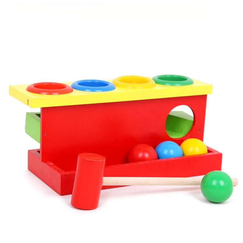 Wooden Toddler Color Matching Hammering Toy Interactive Ball Game For 1-2-3 Year Olds