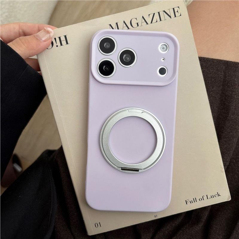 Applicable to Apple 17 Pro mobile phone case, simple skin feeling, metal ring bracket, Apple 16 anti-drop 15 protection 14 sets