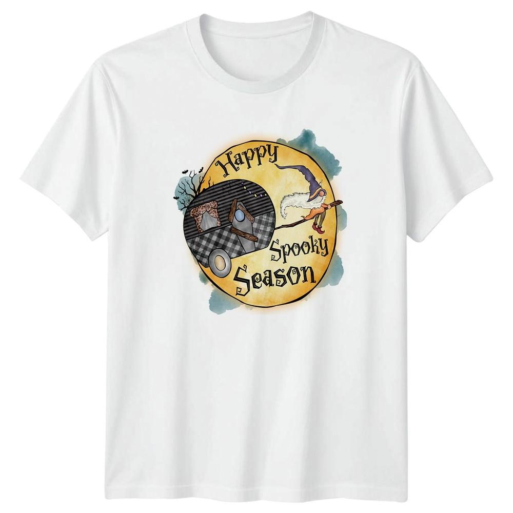 Happy Spooky Season TShirt Camping Gnome Halloween 2026 Gift For Him And Her S