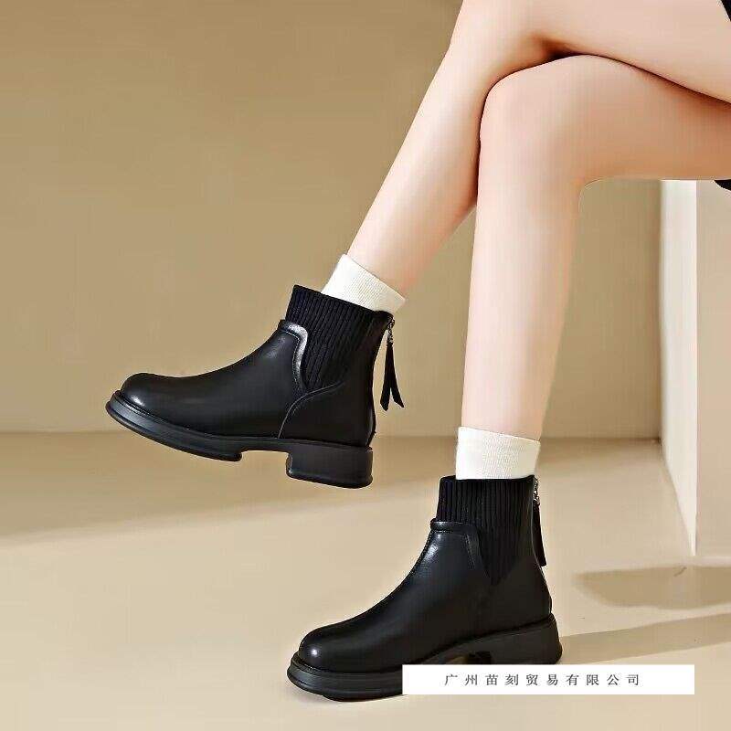 Socks Boots Women's Years British Style Naked Boots Rear Zipper Short Boots Skinny Boots Real Soft Leather Martin Boots