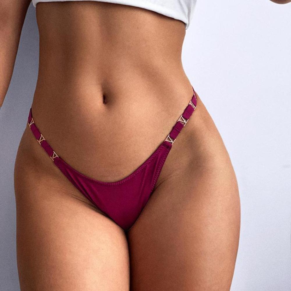 Damskie stringi list miłosny dżetów pas stringi moda Low-Rise Tanga szorty figi Sexy T-back String koronkowa bielizna