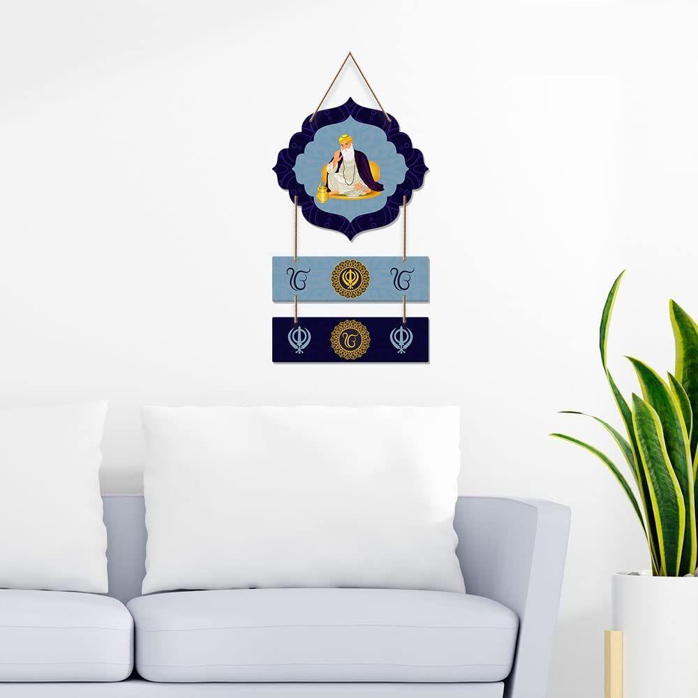 Guru Nanak Dev Welcome Quote Decorative Wooden Wall Hanging for Living Room | Bedroom | Home Decor | Gifts | Wall Art for Hall | MDF Wall Decoration