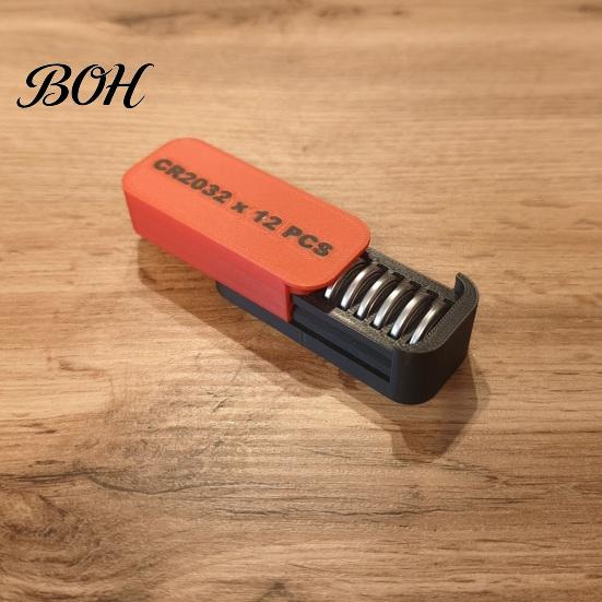 Button Battery Organizer Storage Box, with Independent 12 Slots And Push-Pull Sliding Dustproof Box Cover, Waterproof Safe Case, for CR2032 Coin Cell
