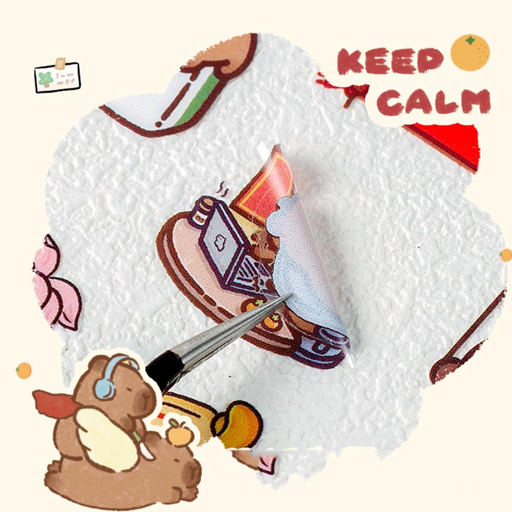 6 Blatt/Packung Transparente Niedliche Cartoon-Capybara-Aufkleber Kawaii Kinder-Abziehbilder Spielzeug Wasserdicht DIY Tagebuch Schreibwaren Schulbedarf