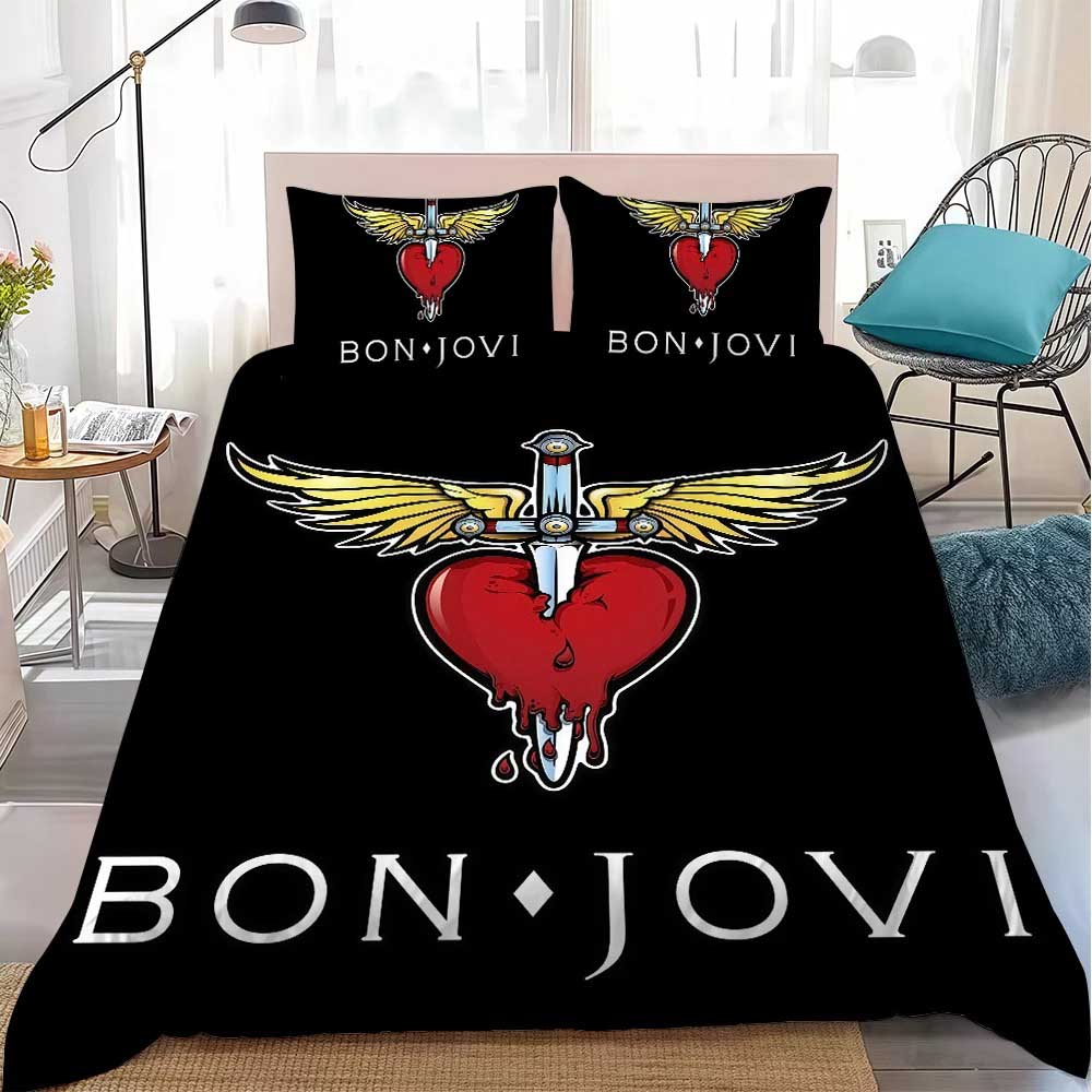 Zestaw poszewek na kołdrę Zespół B-Bon J-Jovi Styl Domowy Pościel Miękka Bawełna do Prania Łóżko Pokój Studenta Chłopiec Dziewczyna Prezent
