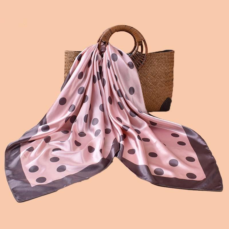 90*90cm Luxe Stippen Zijden Vierkante Sjaal Dames Zachte Satijnen Haarband Necksjaal Stropdas Vrouwelijke Veelzijdige Sjaal Hoofddoek Hijab 90X90cm gray